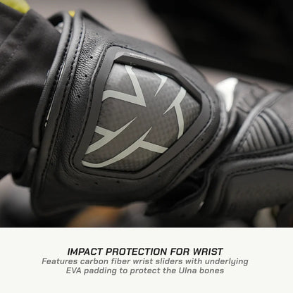 VIATERRA GRID MK3 – FULL GAUNTLET MOTORCYCLE RIDING GLOVES - BLACK RED WHITE