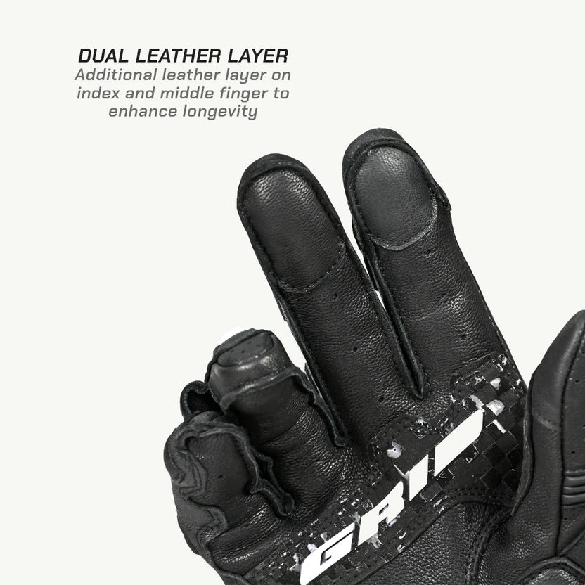 VIATERRA GRID MK3 – FULL GAUNTLET MOTORCYCLE RIDING GLOVES - BLACK RED WHITE