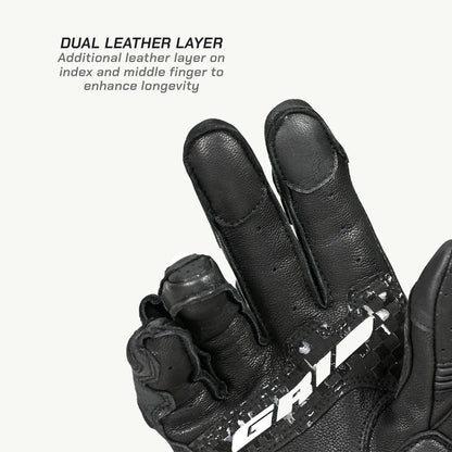 VIATERRA GRID MK3 – FULL GAUNTLET MOTORCYCLE RIDING GLOVES - BLACK RED WHITE