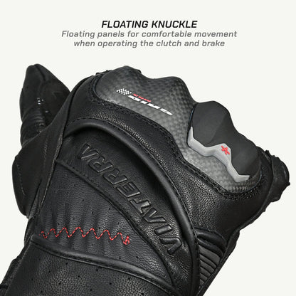 VIATERRA GRID MK3 – FULL GAUNTLET MOTORCYCLE RIDING GLOVES - BLACK RED WHITE