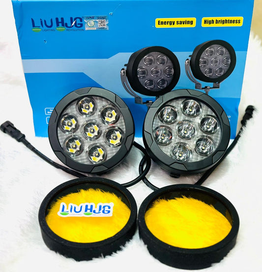 HJG Fog Light 7 LED Round With Yellow Cap