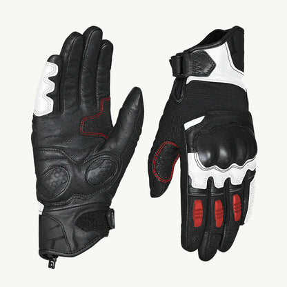 VIATERRA HOLESHOT – SHORT MOTORCYCLE RIDING GLOVES - BLACK WHITE