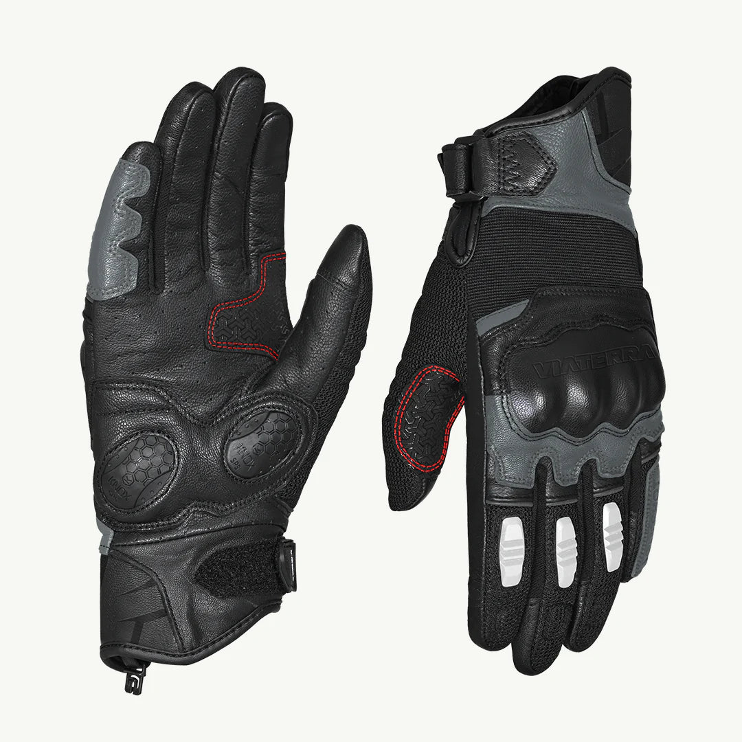 VIATERRA HOLESHOT – SHORT MOTORCYCLE RIDING GLOVES - GUNMETAL