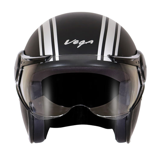 Vega Jet Old School W Visor Hemet - Dull Black Silver