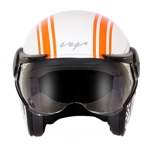 Vega Jet Old School W Visor Hemet - White Orange