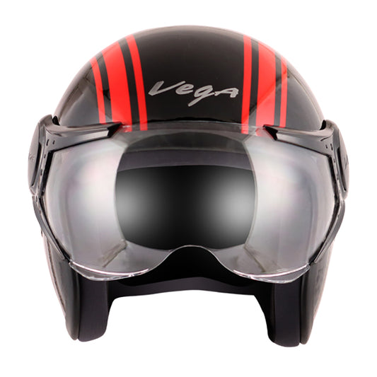 Vega Jet Old School W Visor Hemet - Black Red