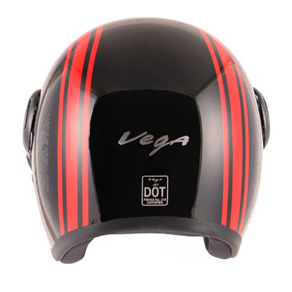 Vega Jet Old School W Visor Hemet - Black Red