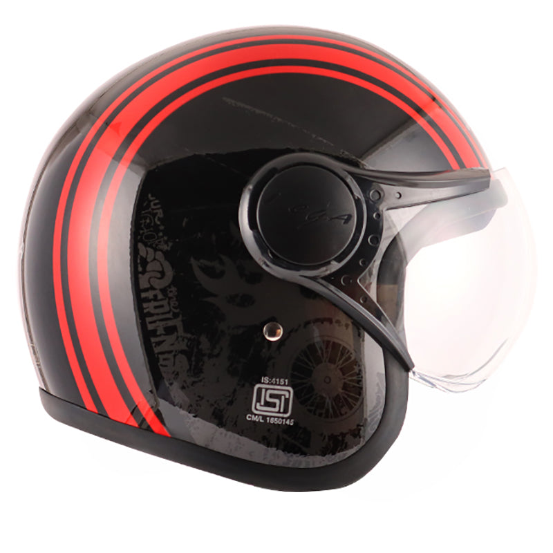 Vega Jet Old School W Visor Hemet - Black Red