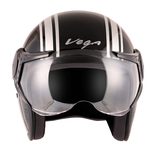 Vega Jet Old School W Visor Hemet - Black Silver