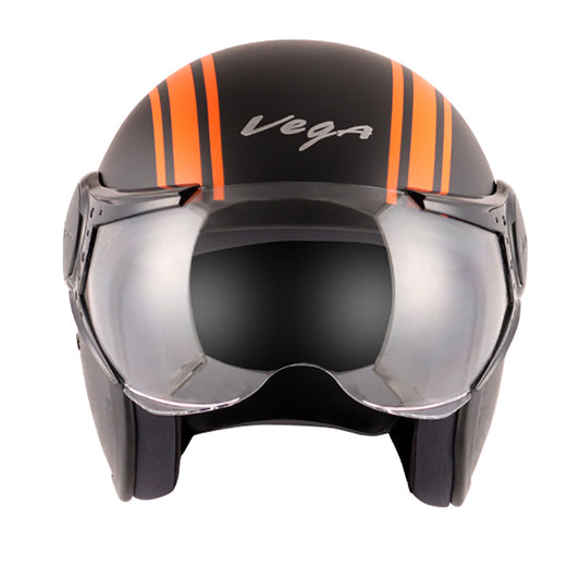 Vega Jet Old School W Visor Hemet - Dull Black Orange