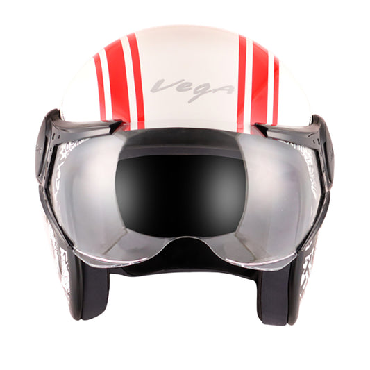 Vega Jet Old School W Visor Hemet - White Red