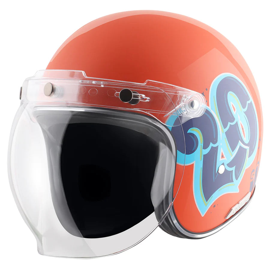 Axor Retro Jet Sportz C13 Helmet - Orange Blue