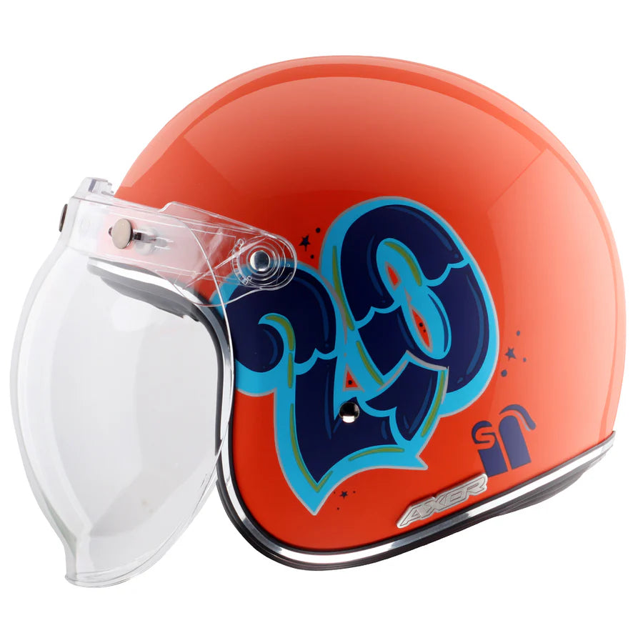 Axor Retro Jet Sportz C13 Helmet - Orange Blue