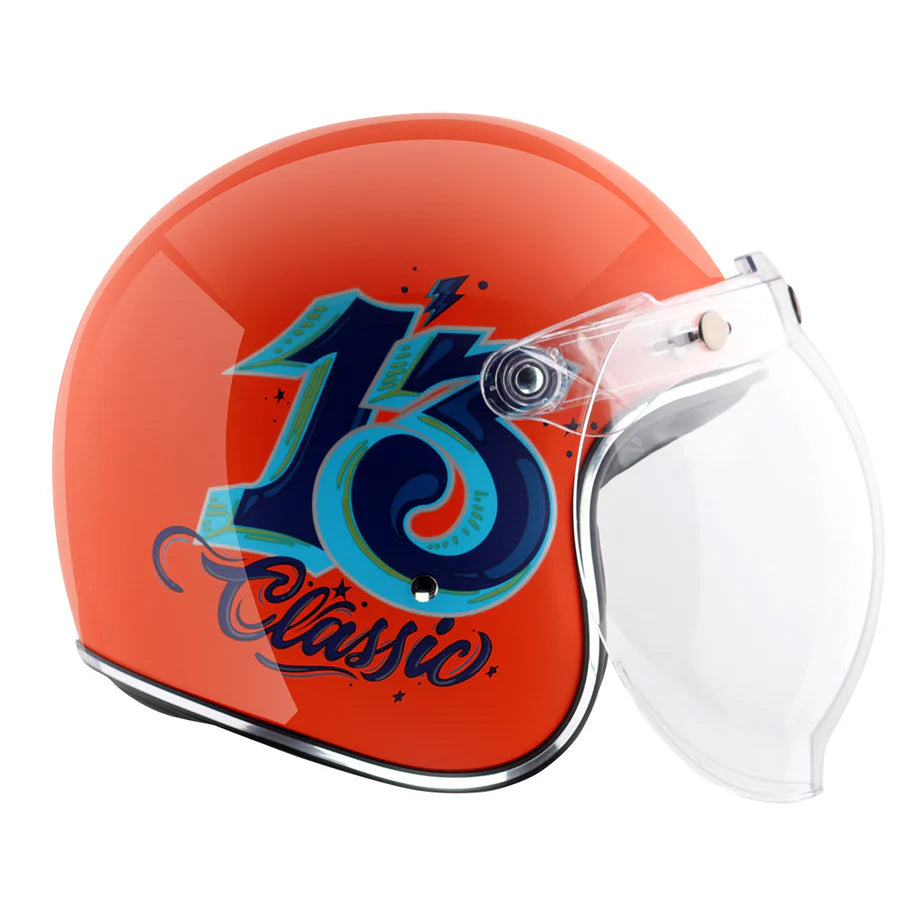 Axor Retro Jet Sportz C13 Helmet - Orange Blue