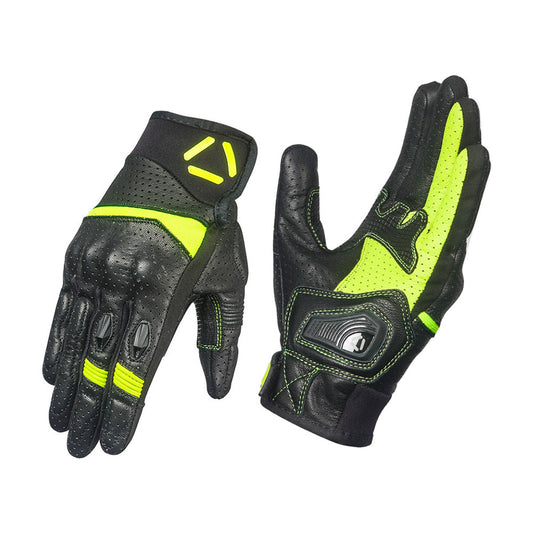 KORDA DRAG SHORT CUFF LEATHER RIDING GLOVES - FLUORESCENT YELOW