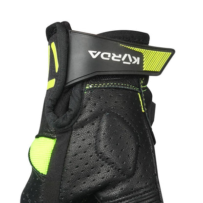 KORDA DRAG SHORT CUFF LEATHER RIDING GLOVES - FLUORESCENT YELOW