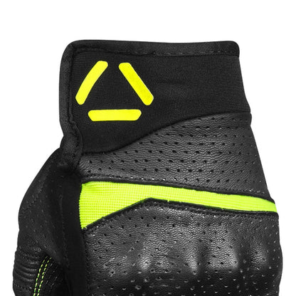 KORDA DRAG SHORT CUFF LEATHER RIDING GLOVES - FLUORESCENT YELOW