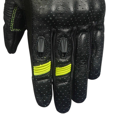 KORDA DRAG SHORT CUFF LEATHER RIDING GLOVES - FLUORESCENT YELOW