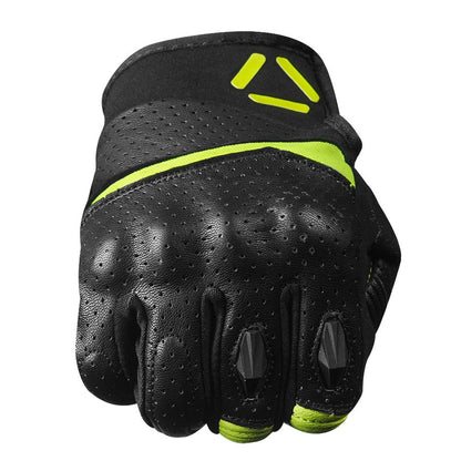 KORDA DRAG SHORT CUFF LEATHER RIDING GLOVES - FLUORESCENT YELOW