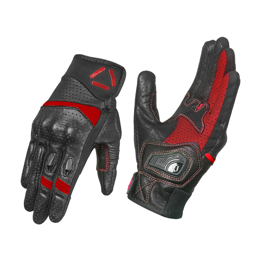 KORDA DRAG SHORT CUFF LEATHER RIDING GLOVES - RED