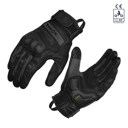 KORDA GUARD SEMI GAUNTLET RIDING GLOVES - Black