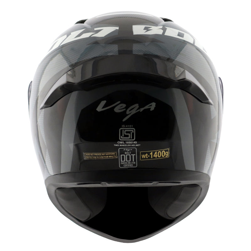 Vega Bolt Macho Helmet Black Grey Motorizzr