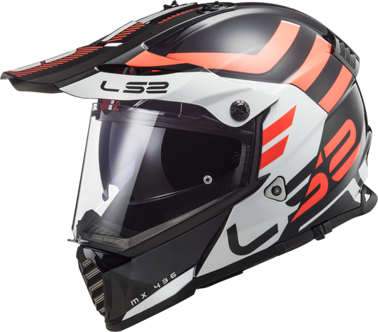 LS2 MX436 PIONEER EVO ADVENTURER HELMET - BLACK WHITE
