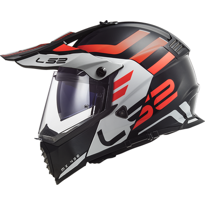 LS2 MX436 PIONEER EVO ADVENTURER HELMET - BLACK WHITE