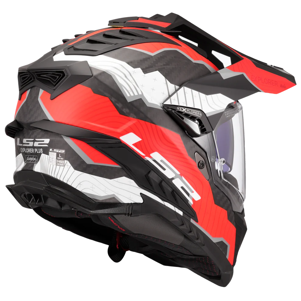 LS2 MX701 Explorer Carbon Trick Helmet - White Red