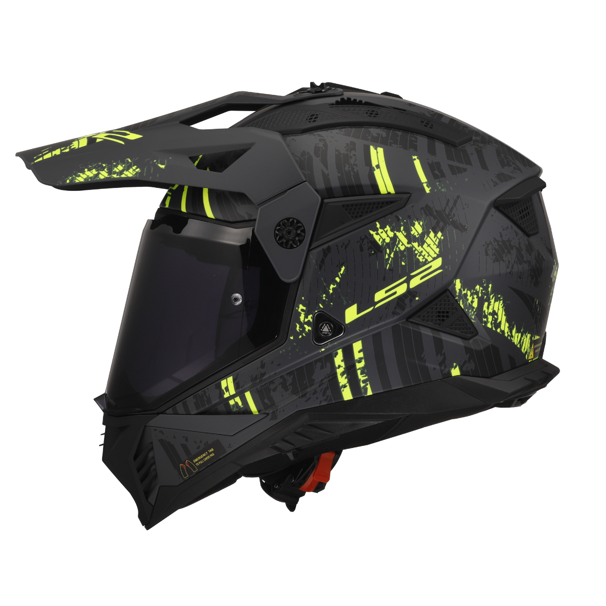 LS2 MX436 Pioneer 2 Crazy Helmet - Matt Black H-V Yellow