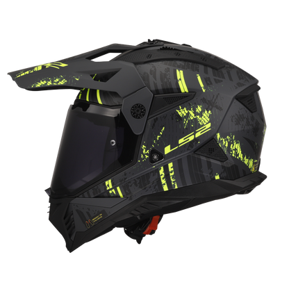 LS2 MX436 Pioneer 2 Crazy Helmet - Matt Black H-V Yellow