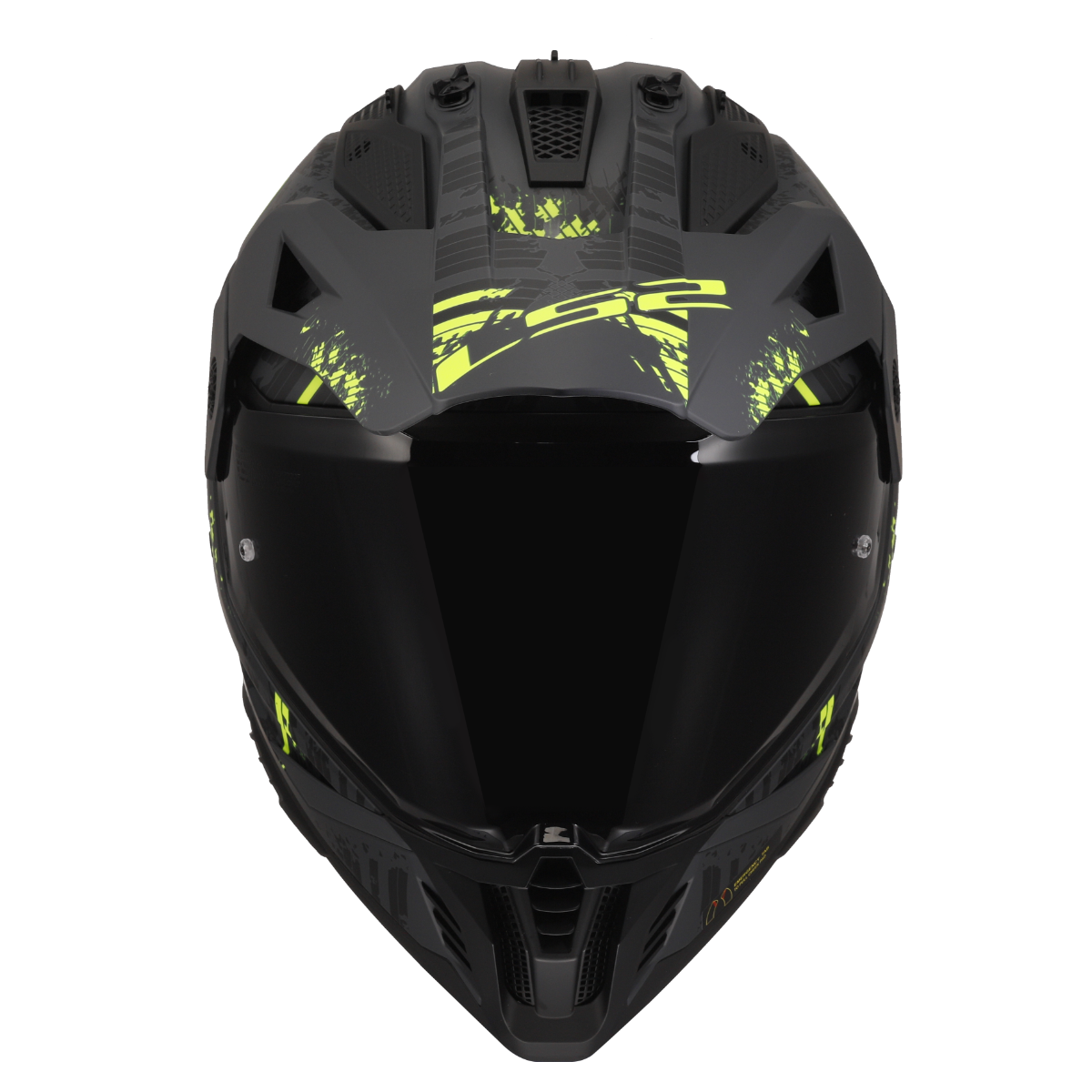 LS2 MX436 Pioneer 2 Crazy Helmet - Matt Black H-V Yellow