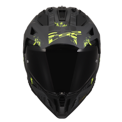 LS2 MX436 Pioneer 2 Crazy Helmet - Matt Black H-V Yellow