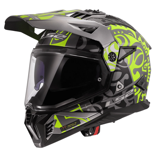 LS2 MX436 Pioneer II Rangi Helmet - HV Yellow