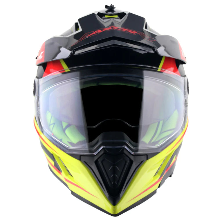 AXOR X-Cross Dual Visor Flagstaff Helmet - Neon Yellow Black