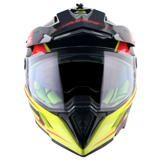 AXOR X-Cross Dual Visor Flagstaff Helmet - Neon Yellow Black