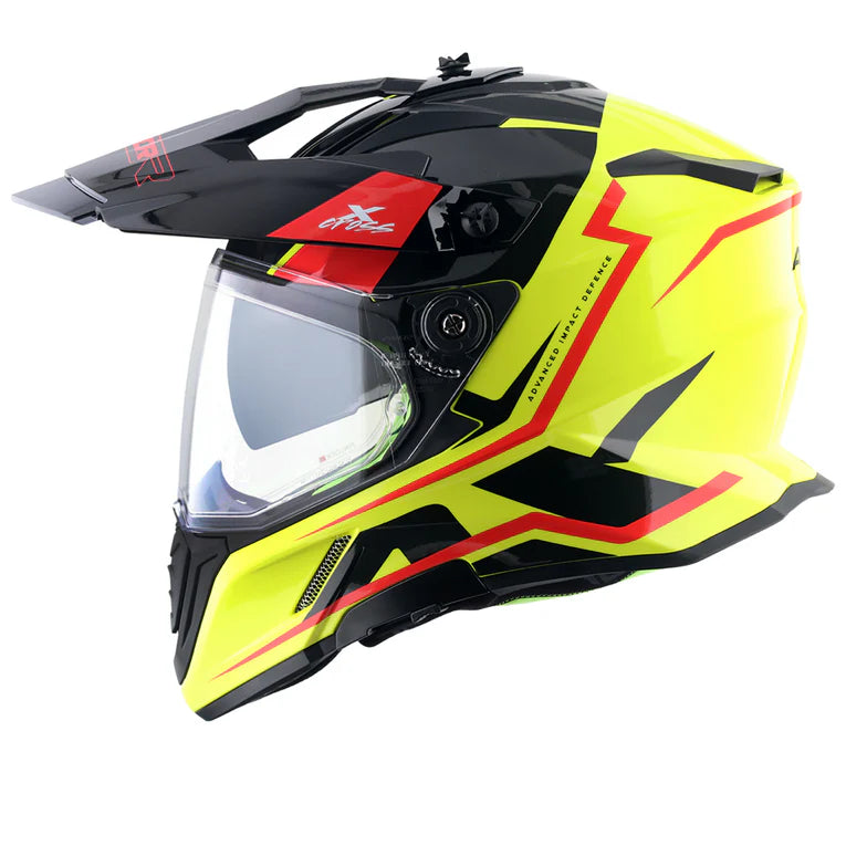 AXOR X-Cross Dual Visor Flagstaff Helmet - Neon Yellow Black