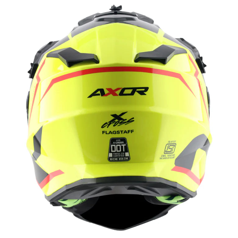 AXOR X-Cross Dual Visor Flagstaff Helmet - Neon Yellow Black