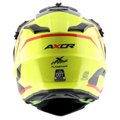 AXOR X-Cross Dual Visor Flagstaff Helmet - Neon Yellow Black