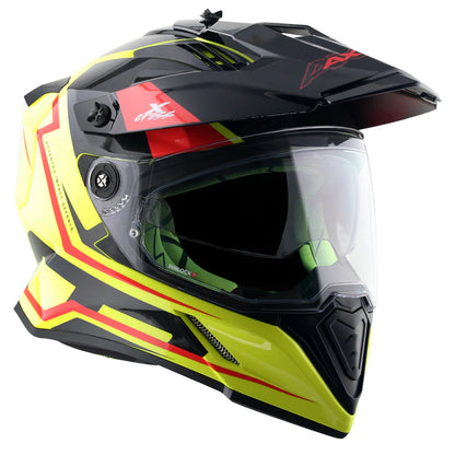 AXOR X-Cross Dual Visor Flagstaff Helmet - Neon Yellow Black