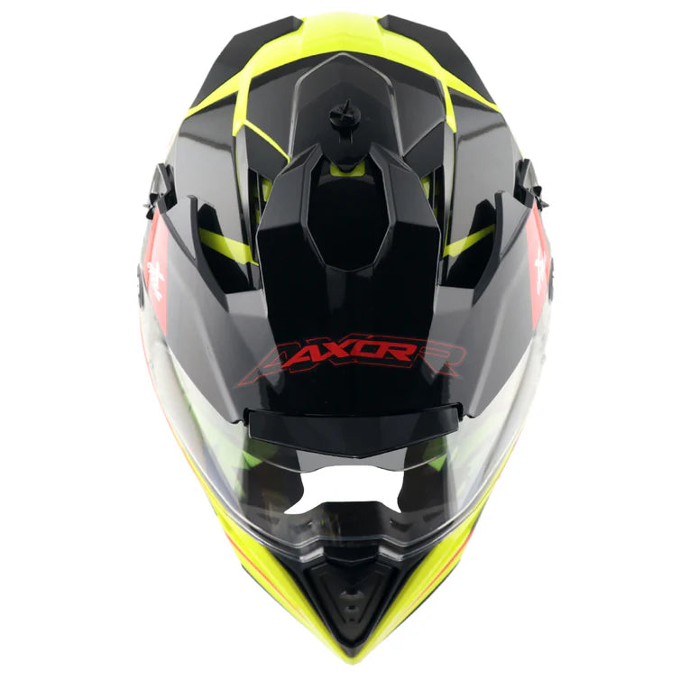 AXOR X-Cross Dual Visor Flagstaff Helmet - Neon Yellow Black