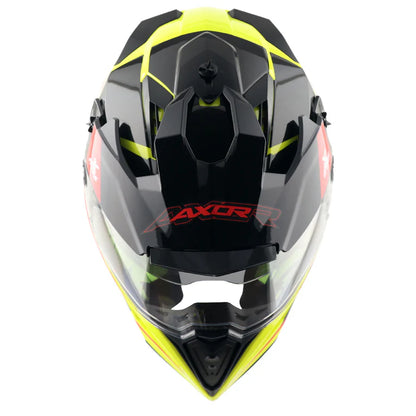 AXOR X-Cross Dual Visor Flagstaff Helmet - Neon Yellow Black