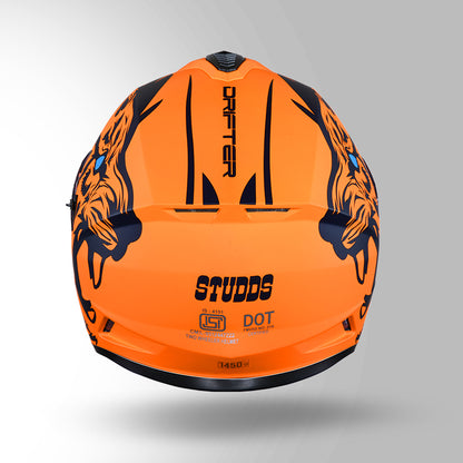 STUDDS DRIFTER D2 HELMET - MATT ORANGE BLUE