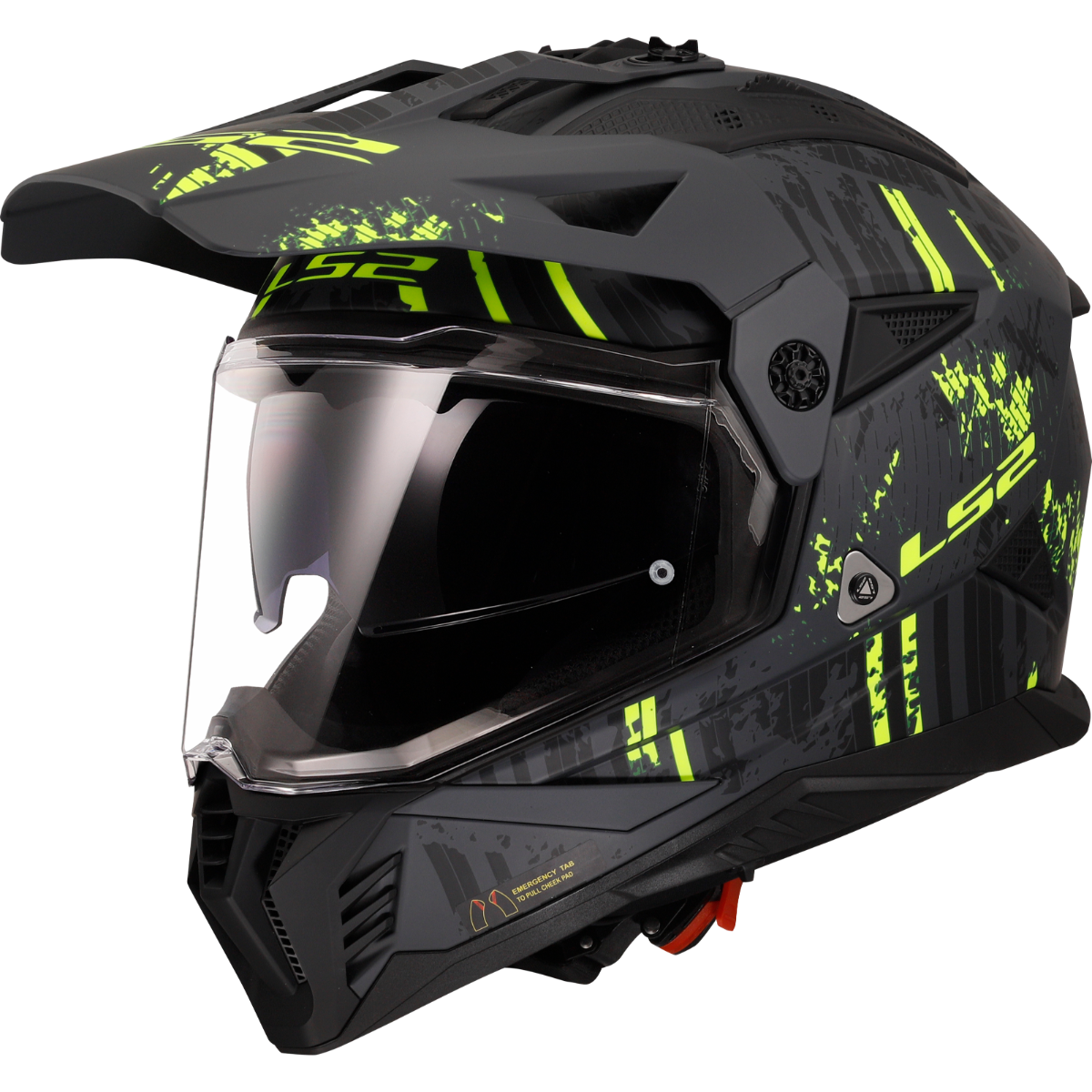 LS2 MX436 Pioneer 2 Crazy Helmet - Matt Black H-V Yellow