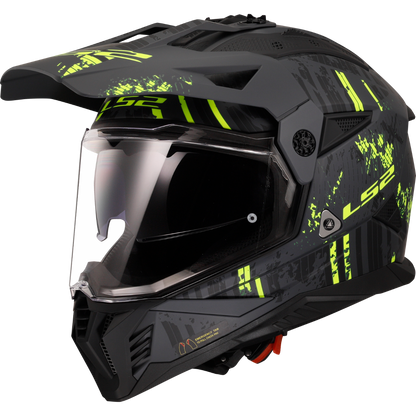 LS2 MX436 Pioneer 2 Crazy Helmet - Matt Black H-V Yellow