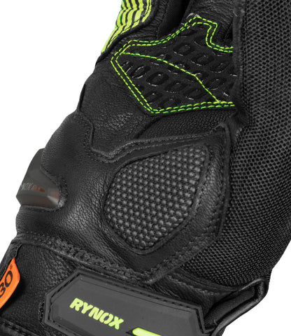 RYNOX Tornado Pro 4 Gloves - Black Hi-Viz Green (CARBON EDITION)