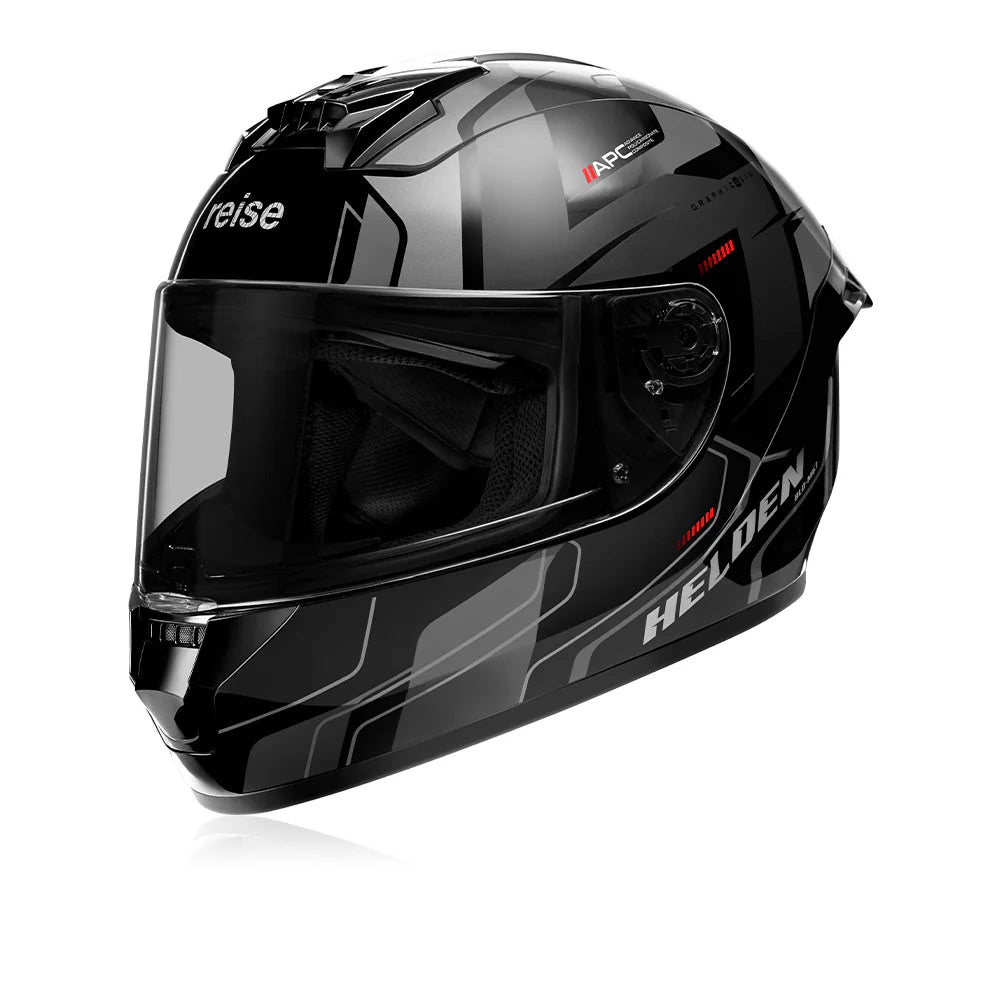 Reise Helden Motorcycle Riding Helmet - Grey Black