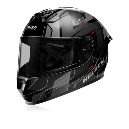Reise Helden Motorcycle Riding Helmet - Grey Black