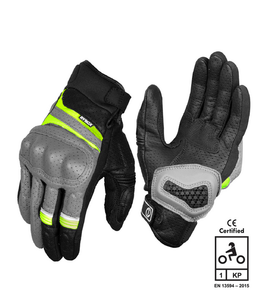 RYNOX AIR GT SP GLOVES - Grey Hi-Viz Green