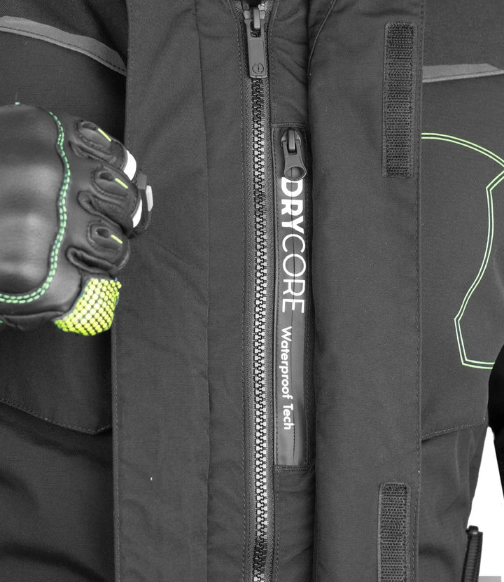 RYNOX Advento Pro Jacket - Black Hi-Viz Green